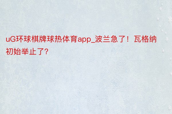 uG环球棋牌球热体育app_波兰急了！瓦格纳初始举止了？